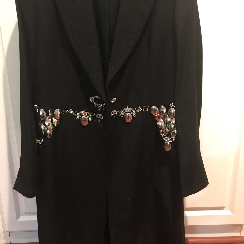 Elegant Black Embellished Women's Coat